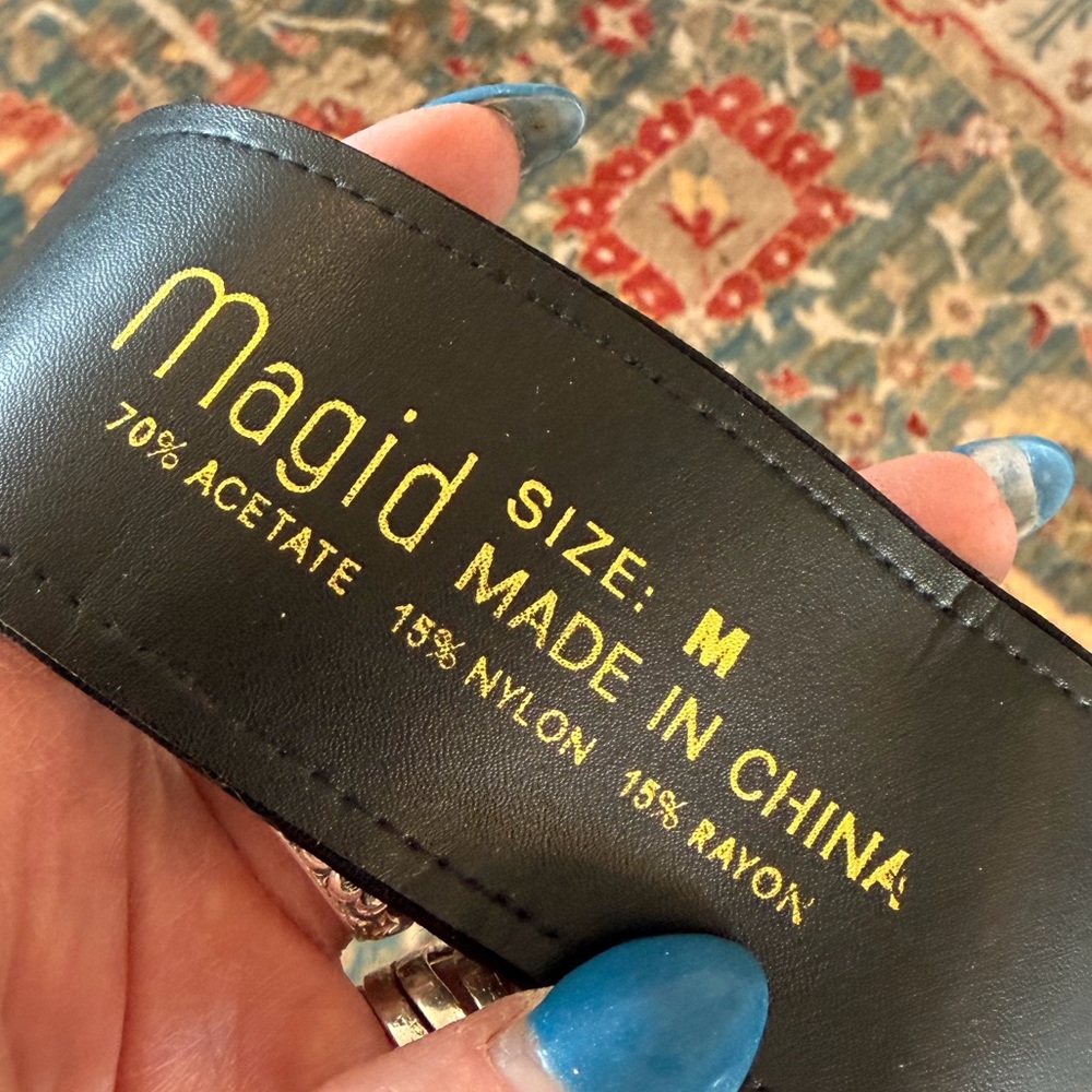 Magid Black Beaded Floral Belt - Picture 10 of 11